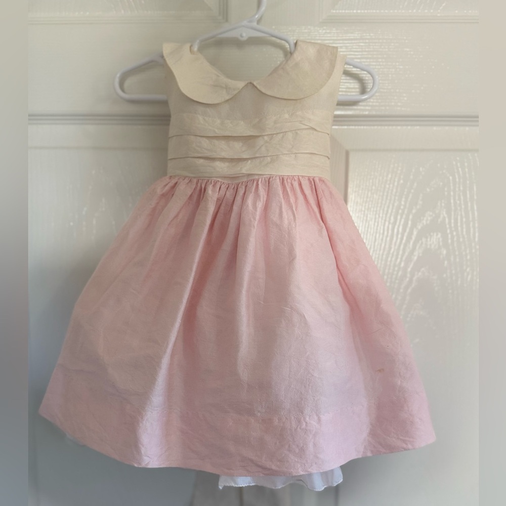 100% Silk Frances Johnston Pink and Cream Kids Dress